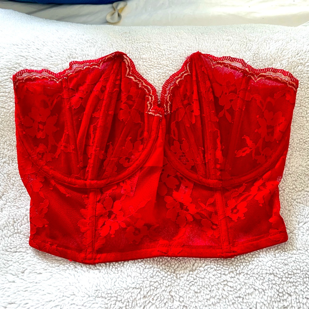 Victorias Secret Red Lace Corset Bralette